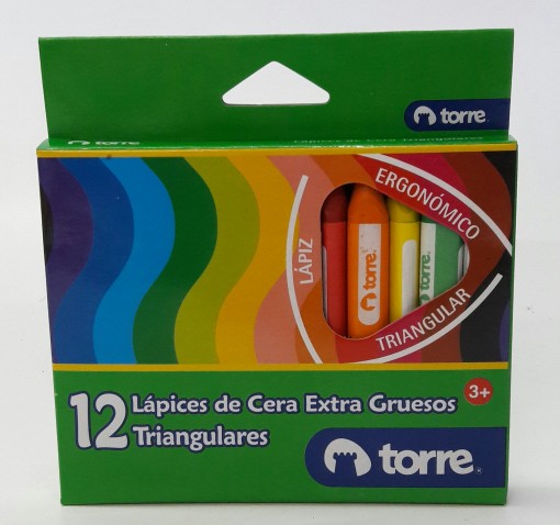 lapiz de cera 12 colores torre