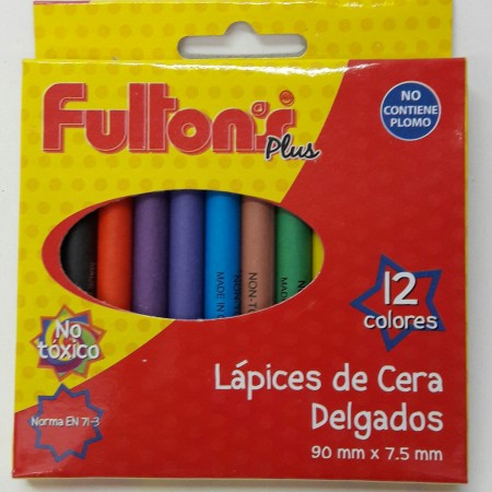 lapiz de cera 12 col delgado fulton