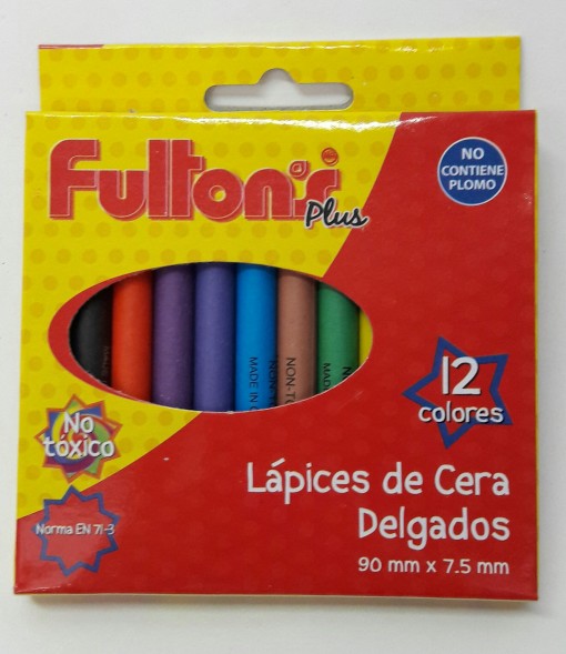 lapiz de cera 12 col delgado fulton