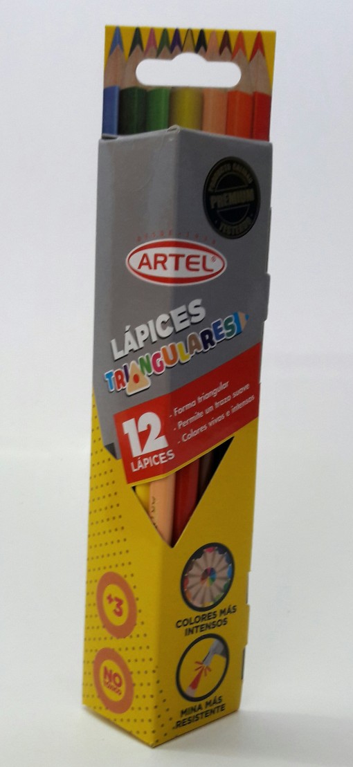 lapiz 12 colores triangular artel