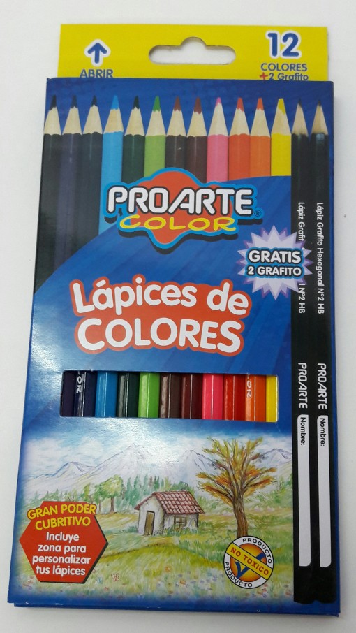 lapiz 12 +2 colores largo proarte