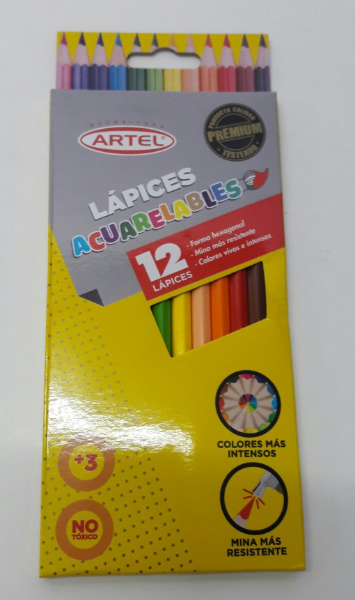 lapiz acuarelable 12 colores artel