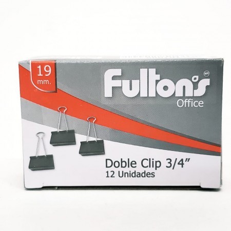 clip doble negro 19 mm x caja